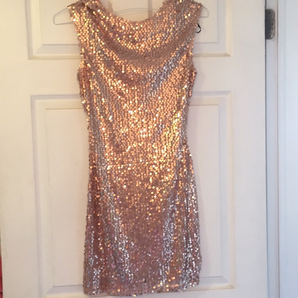 Champagne sequin New Years Eve dress